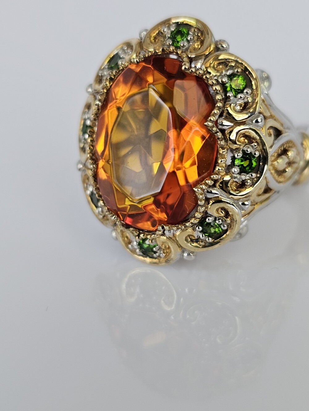 Retired Rare Gems En Vogue Rio Grande Citrine & Tsavorite Garnet Ring Size 7.5 - Picture 12 of 12